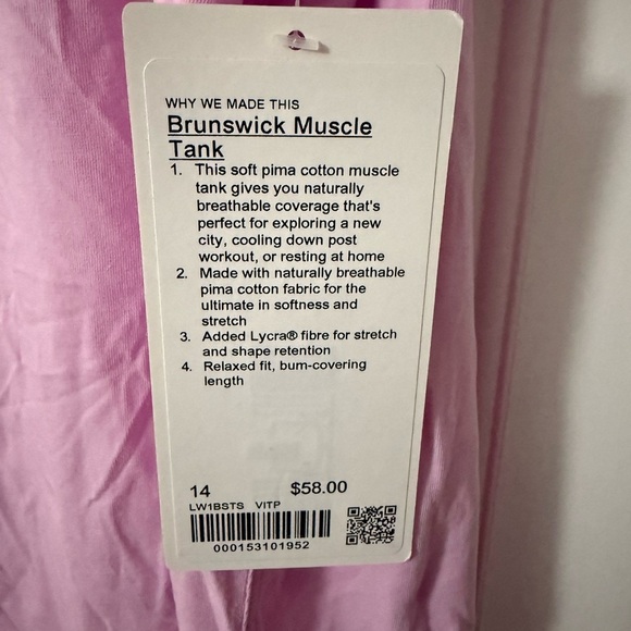 2/$35 NWT-Lululemon Women's Pink Muscle Sleeveless Tank-size 14 Vita Pink - Picture 2 of 7